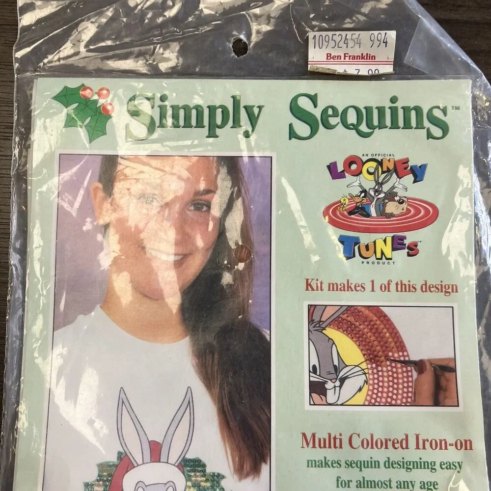Simply Sequins 6270 Bugs Wreath Looney Tunes Multi Colored Iron On Kit Sealed